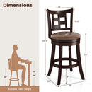 Set of 2 Bar Stools Swivel Bar Chairs with Footrest and Lattice Backrest