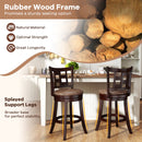 Set of 2 Bar Stools Swivel Bar Chairs with Footrest and Lattice Backrest