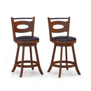 2 Pieces 24/29 inch Swivel Bar Stools with Curved Backrest and Seat Cushions by LJGDeals