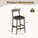Set of 2 Bar Stools Upholstered with Rubber Wood Legs and Footrests-Oak by LJGDeals