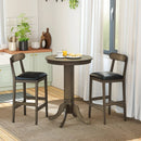 Set of 2 Bar Stools Upholstered with Rubber Wood Legs and Footrests-Oak by LJGDeals