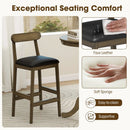 Set of 2 Bar Stools Upholstered with Rubber Wood Legs and Footrests-Oak by LJGDeals