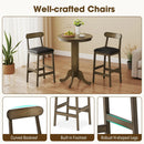 Set of 2 Bar Stools Upholstered with Rubber Wood Legs and Footrests-Oak by LJGDeals