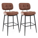 Set of 2 Bar Stools with Padded Seat and Footrest for Kitchen Island-Brown and Black by LJGDeals