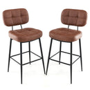 Set of 2 Bar Stools with Padded Seat and Footrest for Kitchen Island-Brown and Black by LJGDeals