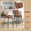 Set of 2 Bar Stools with Padded Seat and Footrest for Kitchen Island-Brown and Black by DirectDeals