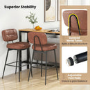 Set of 2 Bar Stools with Padded Seat and Footrest for Kitchen Island-Brown and Black by DirectDeals