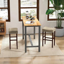 29 Inch Set of 2 Height Upholstered Bar Stool with Solid Rubber Wood Legs and Footrest-Gray by LJGDeals