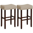 29 Inch Set of 2 Height Upholstered Bar Stool with Solid Rubber Wood Legs and Footrest-Gray by LJGDeals