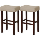 29 Inch Set of 2 Height Upholstered Bar Stool with Solid Rubber Wood Legs and Footrest-Gray by LJGDeals