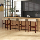 29 Inch Set of 2 Height Upholstered Bar Stool with Solid Rubber Wood Legs and Footrest-Gray by LJGDeals