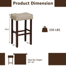 29 Inch Set of 2 Height Upholstered Bar Stool with Solid Rubber Wood Legs and Footrest-Gray by LJGDeals
