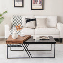 Coffee Table Set of 2 with Powder Coated Metal Legs-Black by LJGDeals