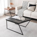 Coffee Table Set of 2 with Powder Coated Metal Legs-Black by LJGDeals