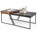 Coffee Table Set of 2 with Powder Coated Metal Legs-Black by LJGDeals