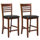 Set of 2 Counter Height Bar Chair Kitchen Island Stool with Backrest and Footrest-Walnut by LJGDeals