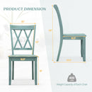 Set of 2 Cross Back Rubber Wood Dining Chairs-Green