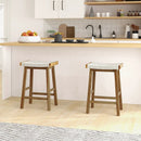 Set of 2 25.5 Inch Dining Bar Stool with Seaweed Woven Seat by LJGDeals