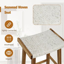 Set of 2 25.5 Inch Dining Bar Stool with Seaweed Woven Seat by LJGDeals