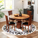 Set of 2 Dining Room Chairs with Rubber Wood Frame PU Leather Seat-Walnut