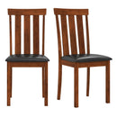 Set of 2 Dining Room Chairs with Rubber Wood Frame PU Leather Seat-Walnut by LJGDeals