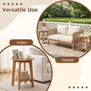 Eucalyptus Wood Side Table Set of 2 with Storage Shelf