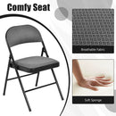 4 Pieces Fabric Upholstered Padded Seat Folding Chairs Seet by LJGDeals