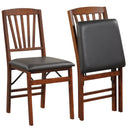 Set of 2 Folding Chairs with Padded Seat and Rubber Wood Frame-Brown by LJGDeals