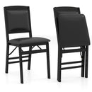 Set of 2 Folding Dining Chairs with Padded Seat and High Backrest-Brown