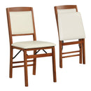 Set of 2 Folding Dining Chairs with Padded Seat and High Backrest-Brown