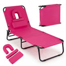 Set of 2 Folding Face Down Tanning Chair with Face Hole 3 Removable Pillows by LJGDeals
