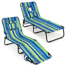 Set of 2 Folding Face Down Tanning Chair with Face Hole 3 Removable Pillows by DirectDeals