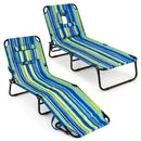 Set of 2 Folding Face Down Tanning Chair with Face Hole 3 Removable Pillows by LJGDeals