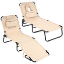 Set of 2 Folding Face Down Tanning Chair with Face Hole 3 Removable Pillows by LJGDeals
