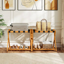 Set of 2 Folding Luggage Racks with 5 Nylon Straps and Slatted Storage Shelf by LJGDeals