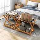 Set of 2 Folding Luggage Racks with 5 Nylon Straps and Slatted Storage Shelf by LJGDeals