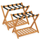 Set of 2 Folding Luggage Racks with 5 Nylon Straps and Slatted Storage Shelf by LJGDeals