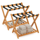 Set of 2 Folding Luggage Racks with 5 Nylon Straps and Slatted Storage Shelf by LJGDeals