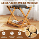 Set of 2 Folding Luggage Racks with 5 Nylon Straps and Slatted Storage Shelf by LJGDeals