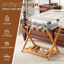 Set of 2 Folding Luggage Racks with 5 Nylon Straps and Slatted Storage Shelf by LJGDeals