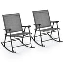 Folding Rocking Chair with Breathable Seat Fabric Set of 2 by LJGDeals