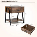 Industrial Nightstand Set of 2 with Drawer and Shelf by LJGDeals