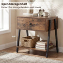 Industrial Nightstand Set of 2 with Drawer and Shelf by LJGDeals