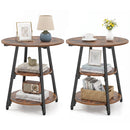 Industrial Side Tables Set of 2 with 3-Tier Shelves