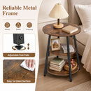 Industrial Side Tables Set of 2 with 3-Tier Shelves