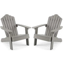 Set of 2 Kids Adirondack Chairs All-weather Outdoor Chairs for Children with Tilted High Backrest by DirectDeals