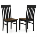 Set of 2 Kitchen Armless Dining Chairs with Slatted High Backrests-White by LJGDeals