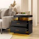 LED Nightstand with 2 Storage Drawers for Bedroom-Black by LJGDeals