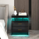 LED Nightstand with 2 Storage Drawers for Bedroom-Black by LJGDeals