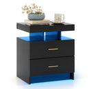 LED Nightstand with 2 Storage Drawers for Bedroom-Black by LJGDeals